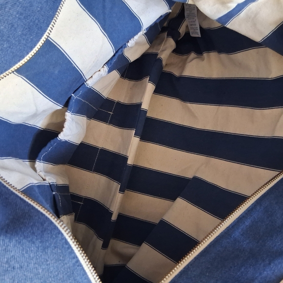 Sezane Denim and Cream Cabas Weekender - Picture 5 of 9